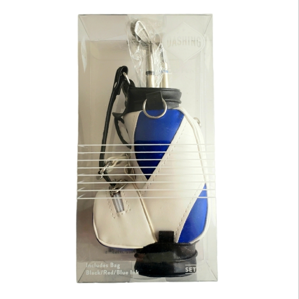 Golf Bag With Clubs Pen Set Blue Dashing Fine Gifts NEW Golfing